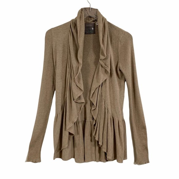 Anthropologie Guinevere Size S Hiking Ruffles Cashmere Blend Cardigan Open Front - Picture 1 of 8